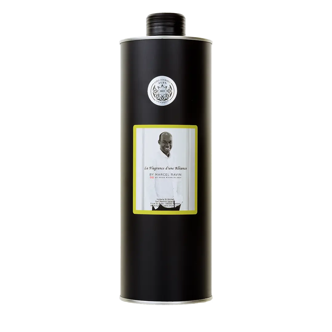 Huile d'olive au Curcuma di Mandja (Chef Marcel Ravin) Huilerie Saint Michel