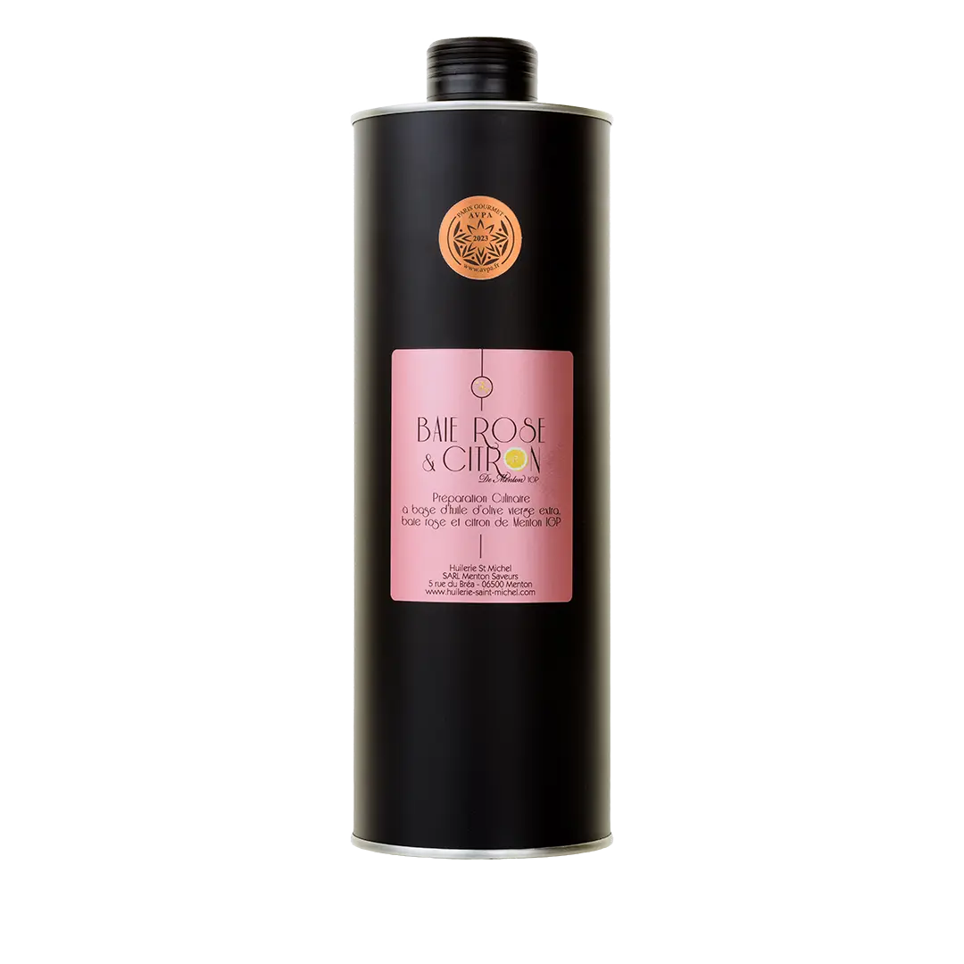 Huiles d'olive au Citron de Menton IGP et Baie rose(Chef Mauro Colagreco) Huilerie Saint Michel