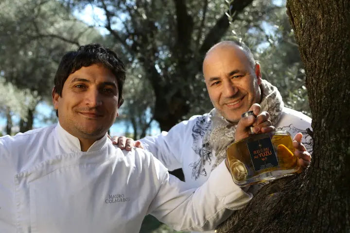 Menton-L-Huilerie-Saint-Michel-création-d-une-huile-d-olive-au-yuzu-avec-Mauro-Colagreco-et-Michel-Bachès-22-avril-2015 Huilerie Saint Michel