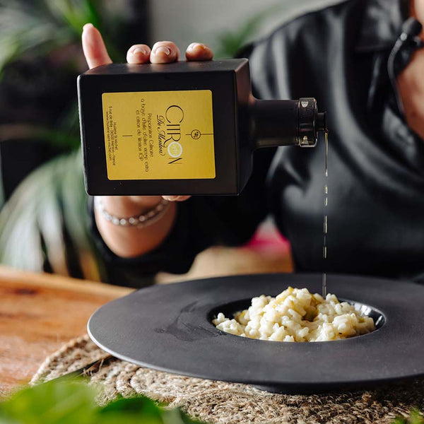 Risotto au poireau & huile d'olive au citron de Menton