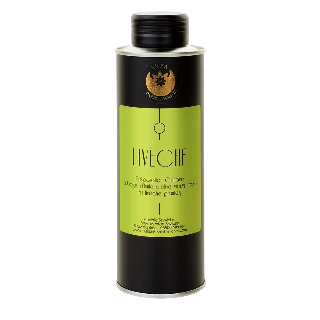 Huile d'olive à la Livèche (Chefs Gaël et Mickaël Tourteaux)  Huilerie Saint Michel