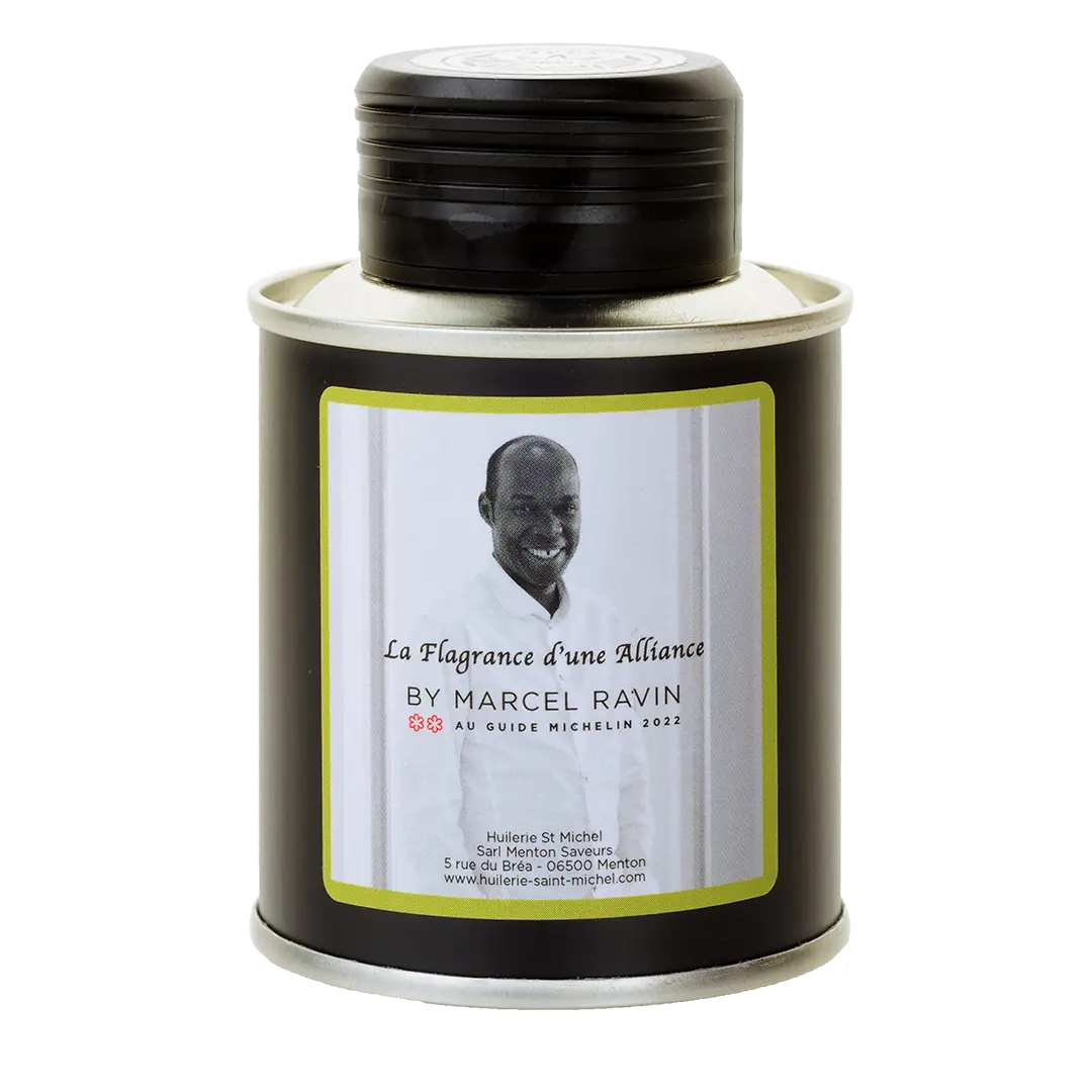 Huile d'olive au Curcuma di Mandja (Chef Marcel Ravin)  Huilerie Saint Michel