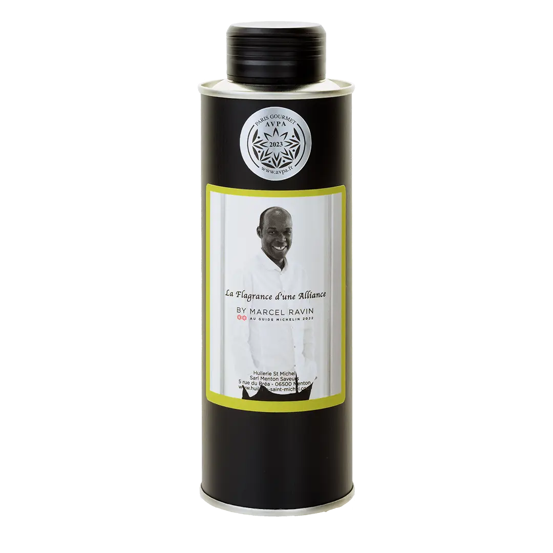 Huile d'olive au Curcuma di Mandja (Chef Marcel Ravin)  Huilerie Saint Michel