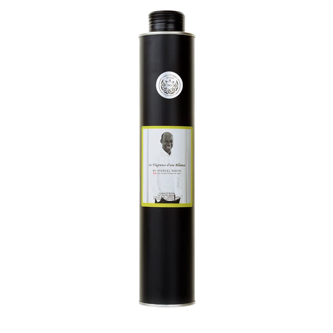 Huile d'olive au Curcuma di Mandja (Chef Marcel Ravin)  Huilerie Saint Michel