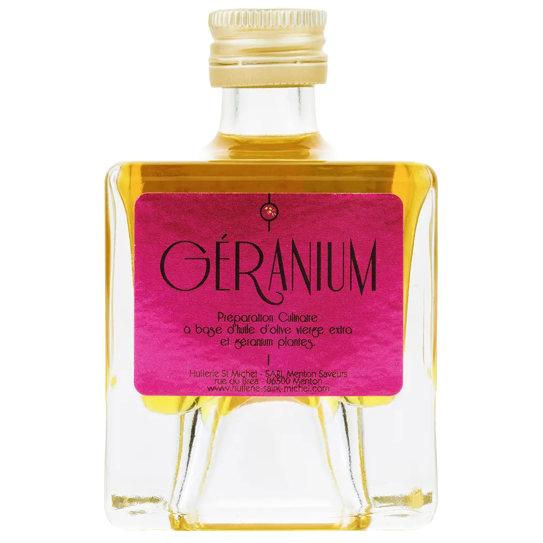 Huile d'olive au géranium rosat (Chef Mauro Colagreco)  Huilerie Saint Michel