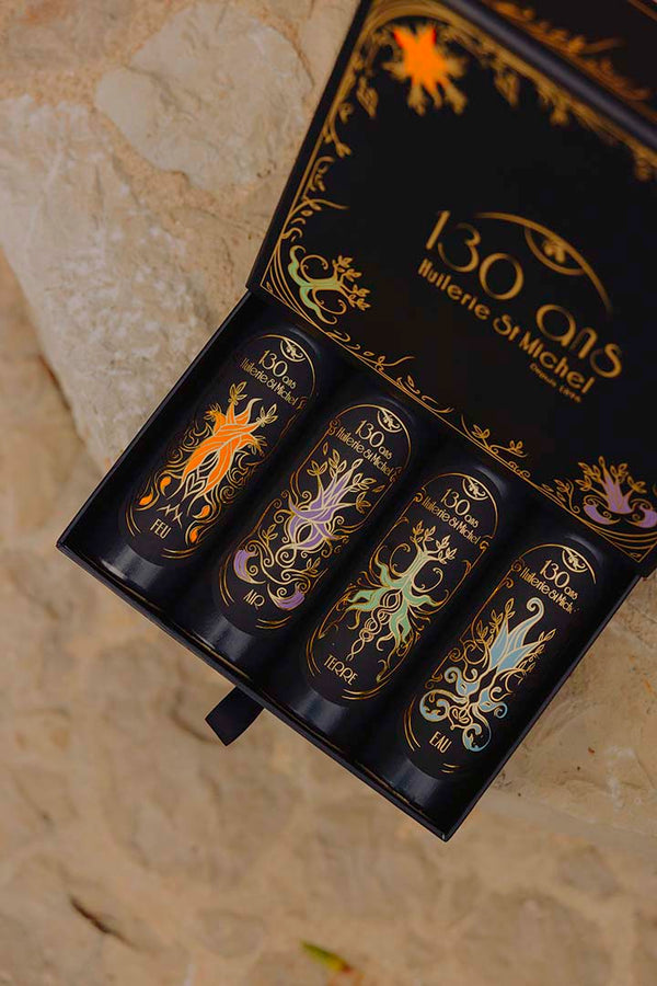 Les 4 huiles d’olive TERRE, AIR, EAU, FEU