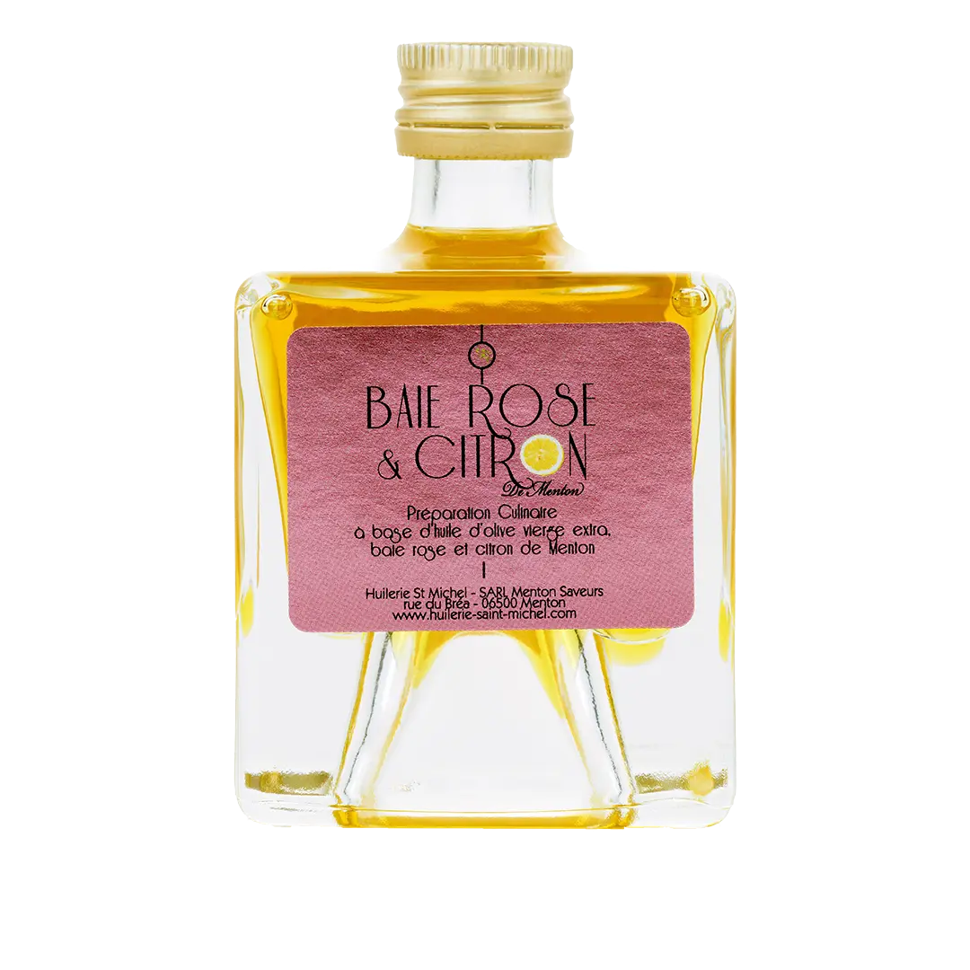 Huiles d'olive au Citron de Menton IGP et Baie rose(Chef Mauro Colagreco)  Huilerie Saint Michel