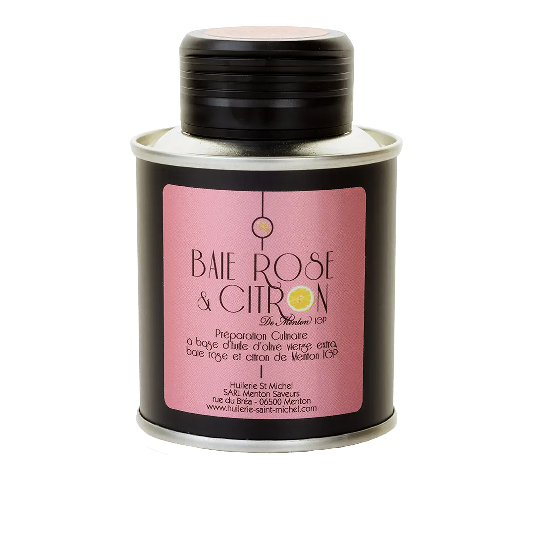 Huiles d'olive au Citron de Menton IGP et Baie rose(Chef Mauro Colagreco)  Huilerie Saint Michel