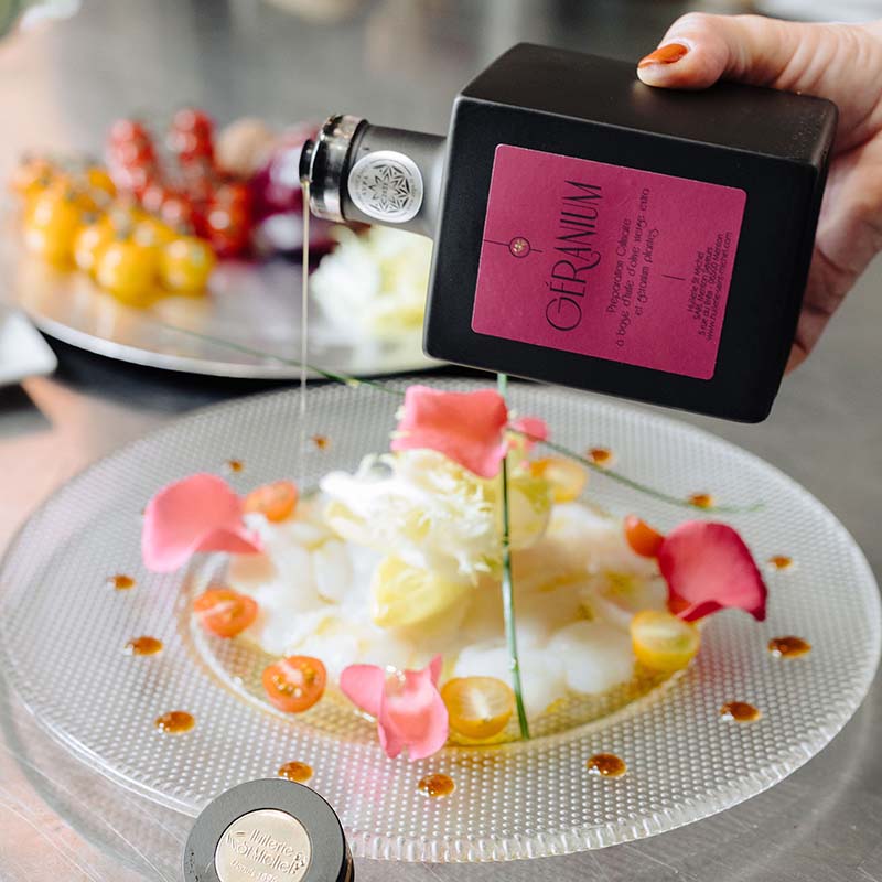 Huile d'olive au géranium rosat (Chef Mauro Colagreco) - Huilerie