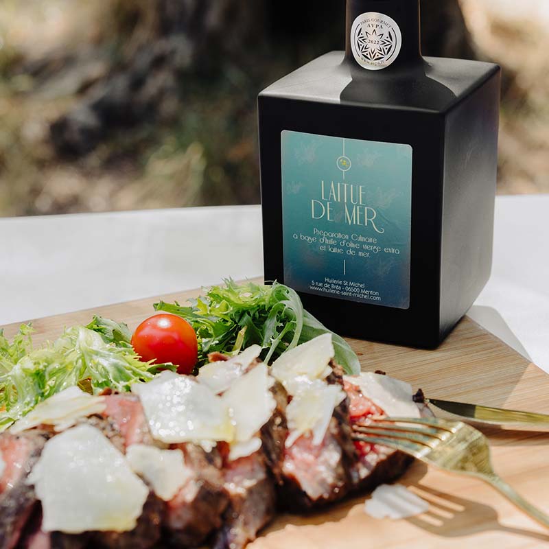 Huile d'olive à la laitue de mer (Chef Mauro Colagreco)